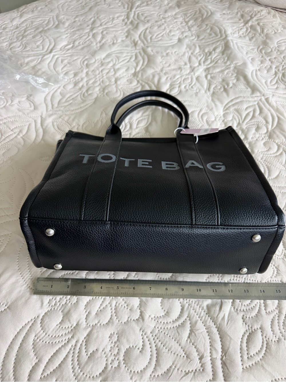 Classic Black Tote Bag with Bold Lettering NWT - Picture 11 of 13